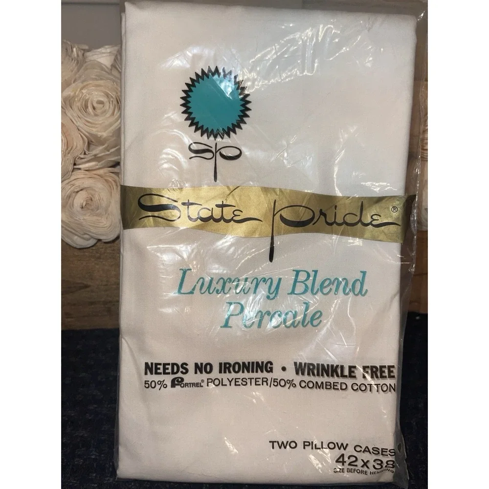 Vintage State Pride Luxury Blend White Queen Pillow‎ Case 42 X 38 Set Of 2
